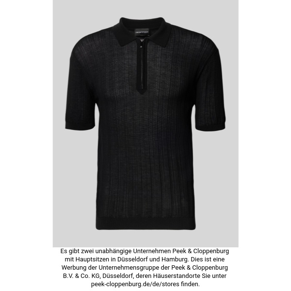 Emporio Armani Herren Schwarz Body Fit Poloshirt Mit Kurzem Reißverschluss Groß